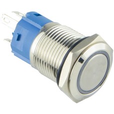 TYJ 16-261 Кнопка металлическая плоская с подсветкой, 1NO+1NC, красная 220V.