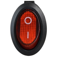 KCD1-9-101N R/B 220V Переключатель 1 клав. овал. красный с подсветкой