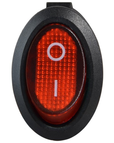 KCD1-9-101N R/B 220V Переключатель 1 клав. овал. красный с подсветкой