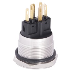 TYJ 22-271 Кнопка металлическая плоская с подсветкой, 1NO+1NC, зеленая 220V.