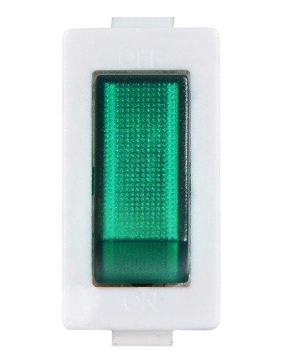 KCD3-101N-13 GR/WH 220V Переключатель 1 клав. зеленый с подсветкой