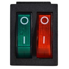 KCD2-2101N GR+R/B 220V Переключатель 2 клав. зеленый+красный с подсветкой