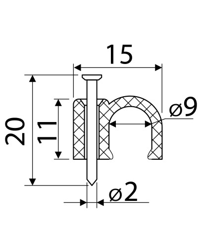 Скоба чорна CHR-9 мм кругла (100 шт.)