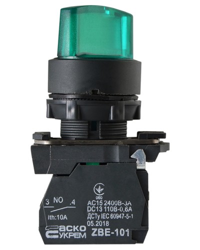 TB5-AK123M5 Кнопка зеленая поворотная 2-поз. с подсветкой