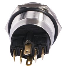 TYJ 22-271 Кнопка металлическая плоская с подсветкой, 1NO+1NC, зеленая 220V.