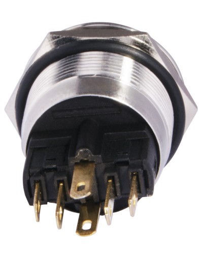 TYJ 22-271 Кнопка металлическая плоская с подсветкой, 1NO+1NC, зеленая 220V.