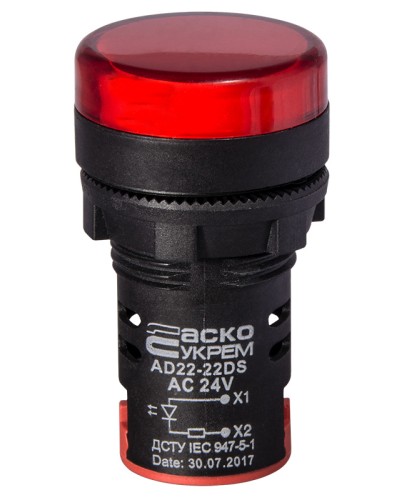 Сигнальная арматура AD22-22DS красная 24V АC/DC