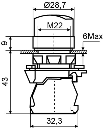 TB5-AK124M5 Кнопка красная поворотная 2-поз. с подсветкой