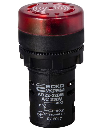 Зуммер мигающий AD22-22 BM/r красный 220V АC