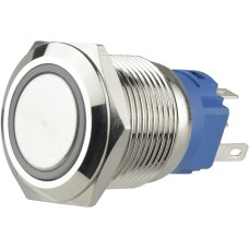 TYJ 19-271 Кнопка металлическая плоская с подсветкой, 1NO+1NC, красная 24V.