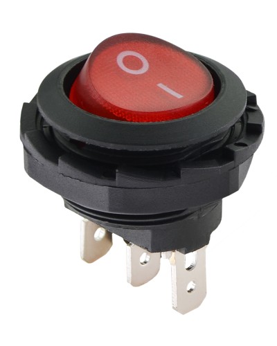 KCD1-7-101NY R/B 220V Переключатель 1 клав. круглый красный с подсветкой