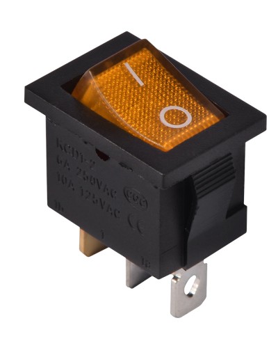 KCD1-2-101N YL/B 220V Переключатель 1 клав. желтый с подсветкой