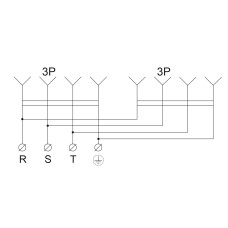 Колодка каучуковая 3Р+РЭ с защитными крышками двухместная (2×25А) IP44