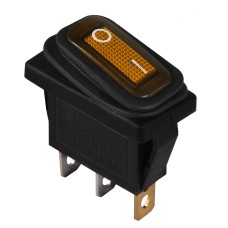 KCD3-101NW YL/B 220V  Перемикач 1 клав. вологозах. жовтий з підсвічуванням