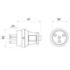 Вилка каучуковая 3Р+РЭ 25А IP44