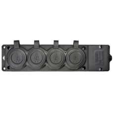 Колодка каучуковая 2Р+PE с защитными четырехместными крышками 16А IP44