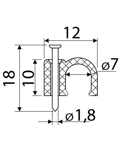 Скоба біла CHR-7 мм кругла (100 шт.)