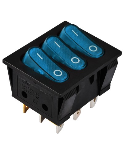KCD2-3101N C3-BL/B 220V Переключатель 3 клав. синий с подсветкой