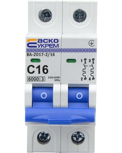 Автоматический выключатель УКРЕМ ВА-2017/С 2р 16А АСКО