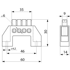 Нулевая шина в пластиковом корпусе BC-6A 4 отв. (6*9)