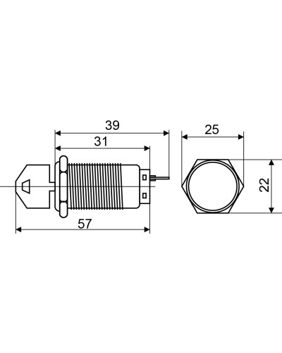 TY 19C-K11/2 Кнопка металева з ключем 2-о позиційна 1NO+1NC.