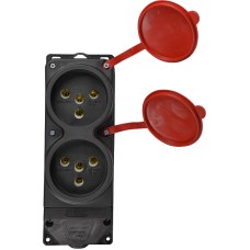 Колодка каучуковая 3Р+РЭ с защитными крышками двухместная (2×25А) IP44