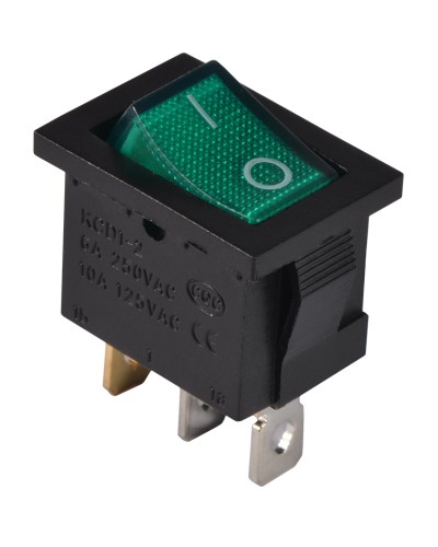 KCD1-2-101N GR/B 220V Переключатель 1 клав. зеленый с подсветкой