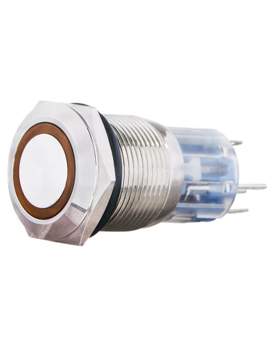 TYJ 19-271 Кнопка металева пласка з підсвічуванням, 1NO+1NC, жовта 24V.