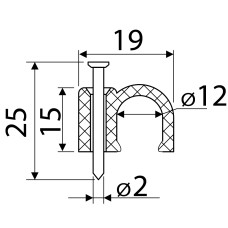Скоба белая CHR-12 мм круглая (100 шт.)