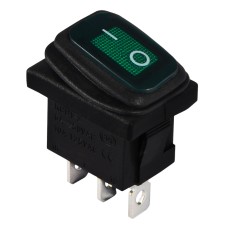 KCD1-2-101NW GR/B 220V Переключатель 1 клав. влагоза. зеленый с подсветкой