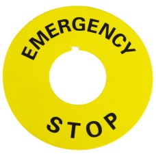 Табличка маркировочная EMERGENCY STOP желтая круглая для кнопок XB2