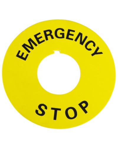 Табличка маркировочная EMERGENCY STOP желтая круглая для кнопок XB2