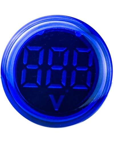Круглый цифровой измеритель напряжения ED16-22VD 30-500В АС (синий)