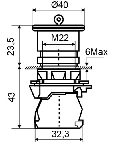 TB5-AS542 Кнопка безопасности. Возврат поворотом. d40mm