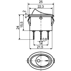 KCD1-9-101N C3-GR/B 220V Переключатель 1 клав. овал. зеленый с подсветкой