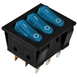 KCD2-3101N C3-BL/B  220V  Перемикач 3 клав. синій з підсвічуванням