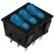 KCD2-3101N C3-BL/B  220V  Перемикач 3 клав. синій з підсвічуванням