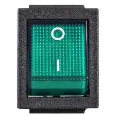 KCD2-201N GR/B 220V Переключатель 1 клав. зеленый с подсветкой