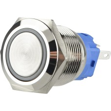 TYJ 19-271 Кнопка металлическая плоская с подсветкой, 1NO+1NC, красная 220V.