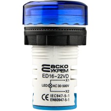 Круглый цифровой измеритель напряжения ED16-22VD 30-500В АС (синий)
