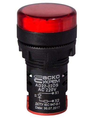 Сигнальная арматура AD22-22DS красная 220V АC