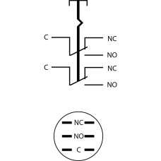 TYJ 16-312 Кнопка металлическая плоская с фикс., 2NO+2NC.