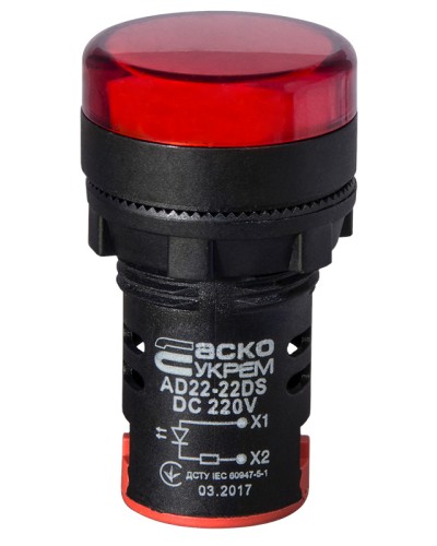 Сигнальная арматура AD22-22DS красная 220V DC