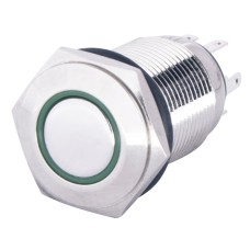 TYJ 16-261 Кнопка металева пласка з підсвічуванням, 1NO+1NC, зелена 220V.
