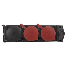 Колодка каучуковая 3Р+РЭ с защитными крышками трехместная (2×25А/1×16A*2P+PE) IP44