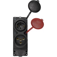 Колодка каучуковая 3Р+РЭ с защитными крышками двухместная (1×25А/1×16A*2P+PE) IP44