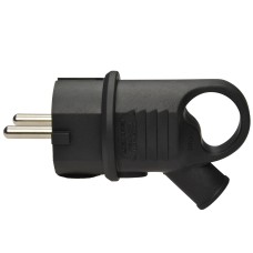 Вилка каучуковая угловая с кольцом 2P+PE 16А