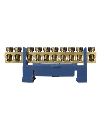 BC-510 6х9 10 отв. Нулевая шина с изолятором на Din-рейке