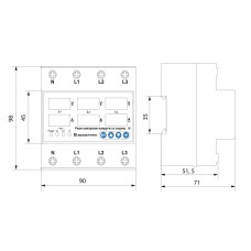 Реле контроля напряжения и тока RKV 4P 63A