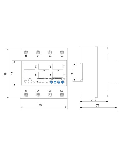 Реле контроля напряжения и тока RKV 4P 63A